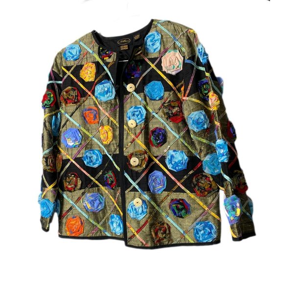 Vintage ALLURE Roses Jacket Patchwork Blazer - Picture 8 of 10